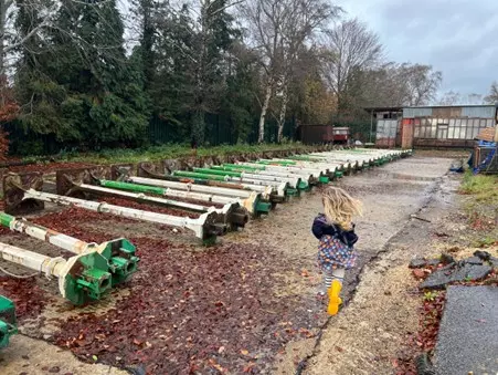 RIP – Reuse in Progress: cast iron columns from London’s historic Smithfield market, resting at a salvage yard in Oxfordshire.