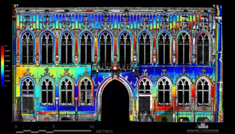 Étude des déformations sur la façade de l'Hôtel de Ville de Mons