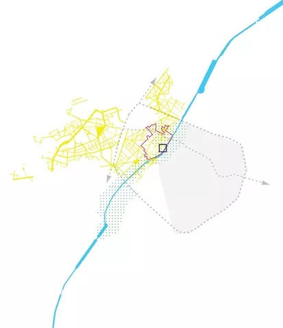 Jaune: Molenbeek, Rose: Contrat de quartier Cinéma - Belle-Vue, Pointillés: zone levier.